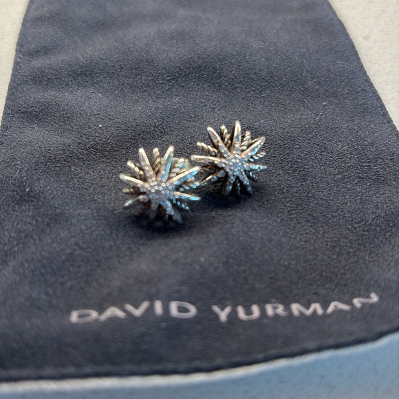 David Yurman Starburst Collection Sterling Silver and Diamond Earrings - Picture 2 of 4